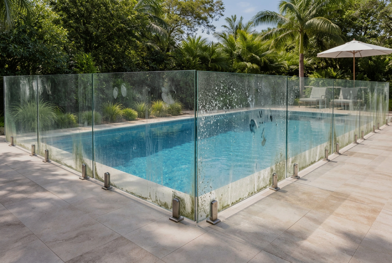 Glass enclosure restoration before